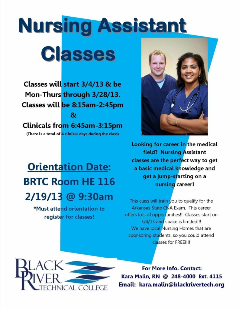 Poster For CNA Classes1 791x1024 Nursing Assistant Classes Orientation